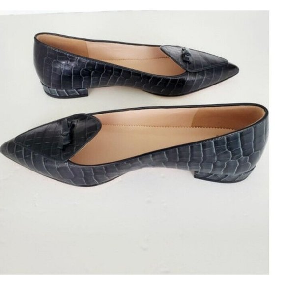 J CREW SIZE 10 CROC EMBOSSED LEATHER LOAFERS k0803 - Picture 2 of 3